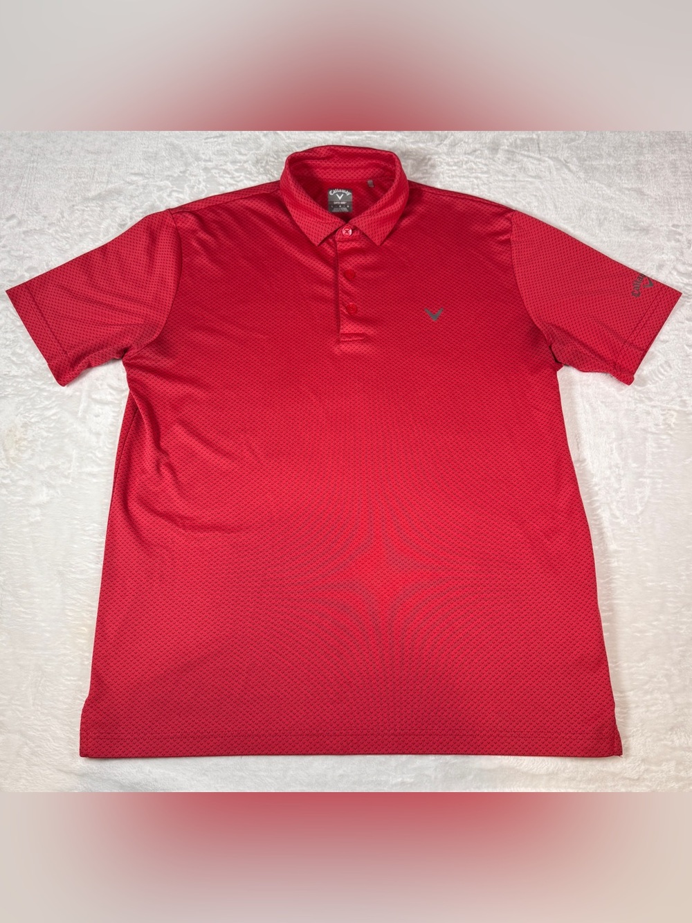 Callaway Opti-Dri Golf Polo Men’s Large Red Black Geometric Performance Shirt